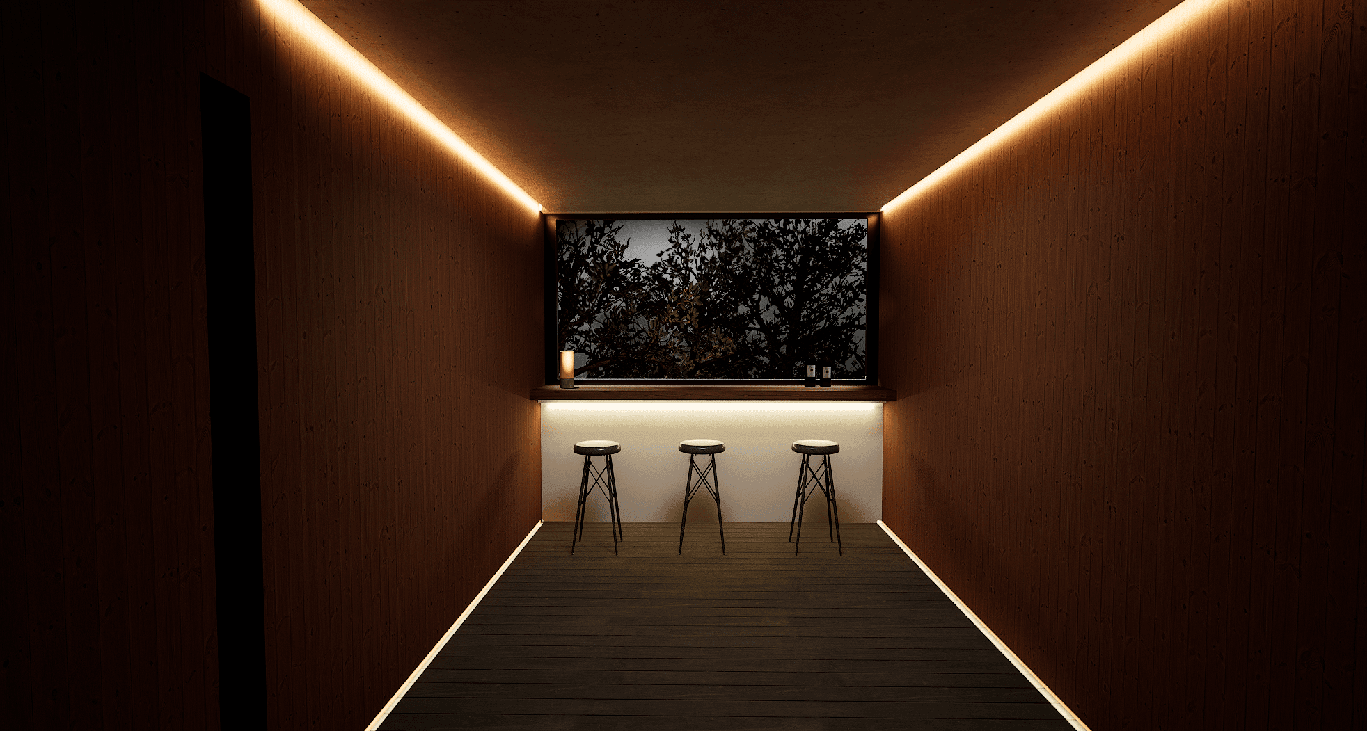 バーカウンターの3Dパース制作