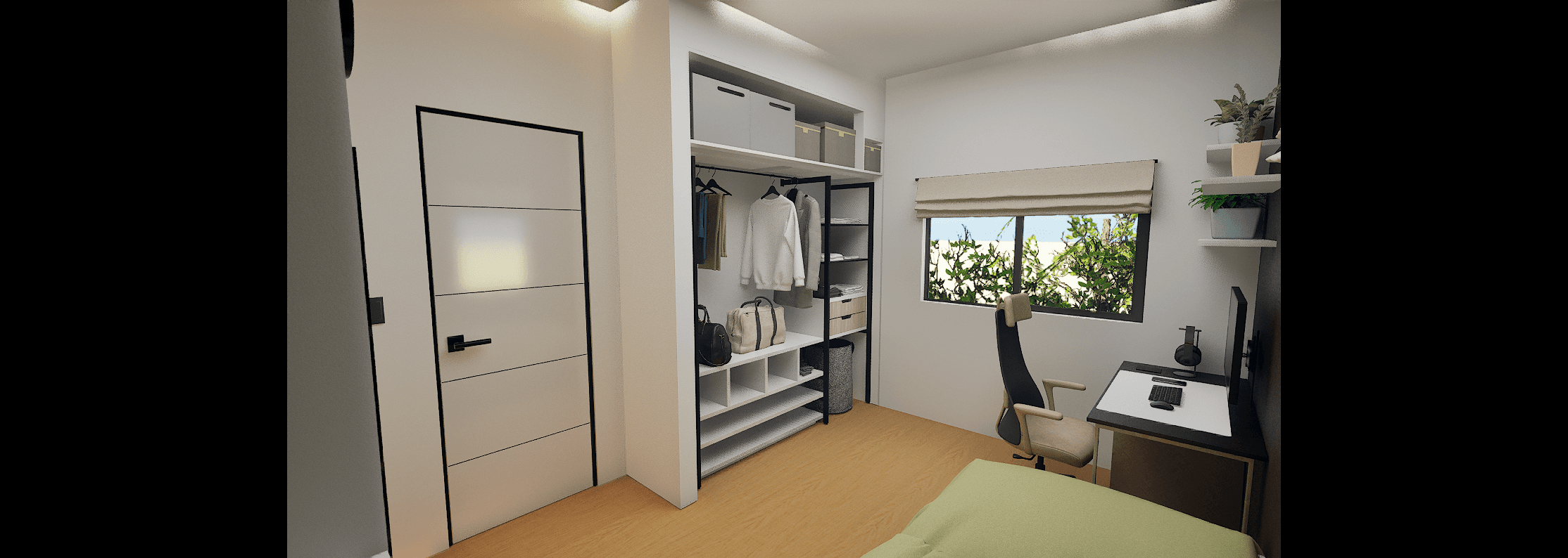 寝室の3Dパース制作