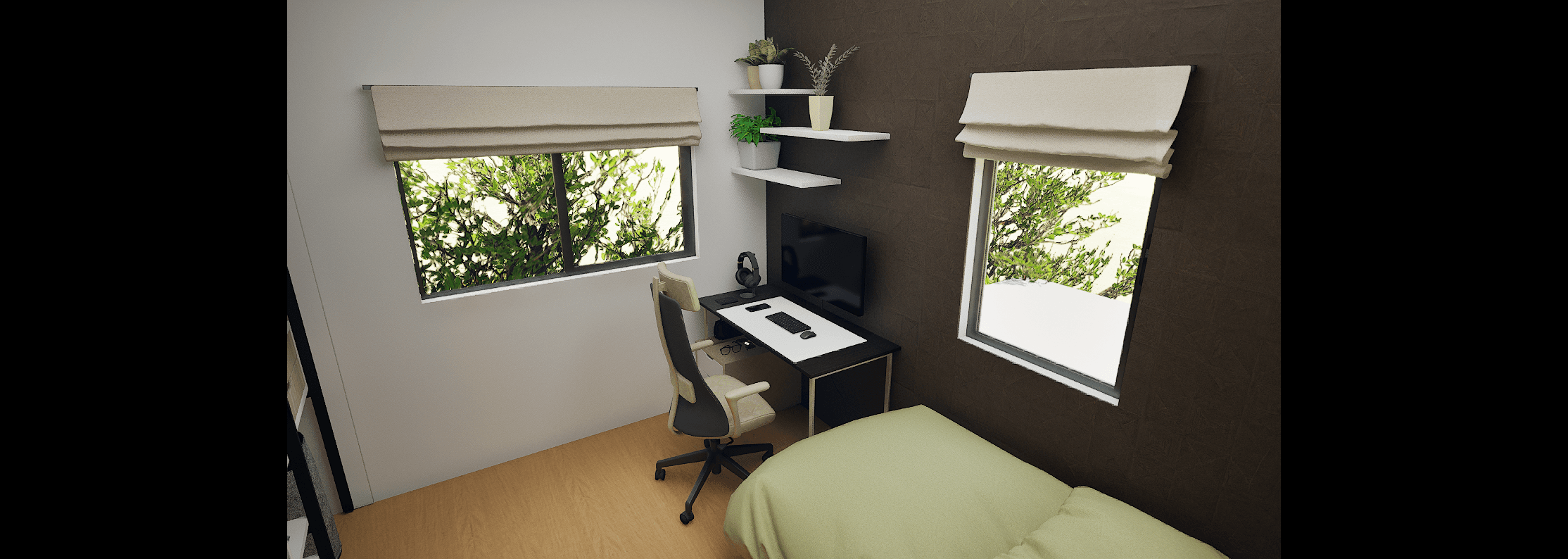 寝室の3Dパース制作